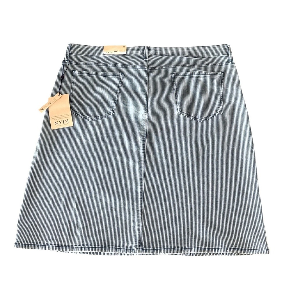 NYDJ Trella Jean Skirt Size 16 Stretch Blue White Stripe Above Knee NWT $99.
